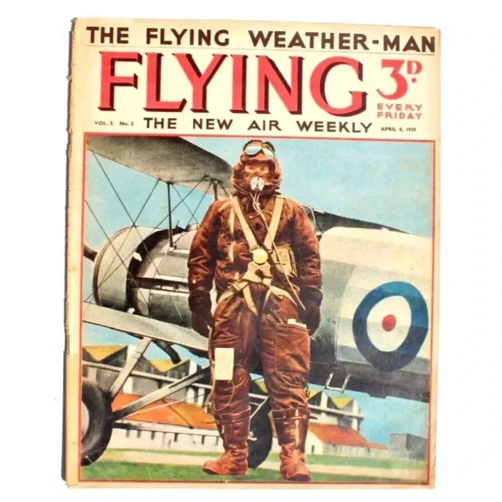 Vtg April 8, 1939 Flying Aviation Magazine Vol. 3 No. 2 - Weather - Man